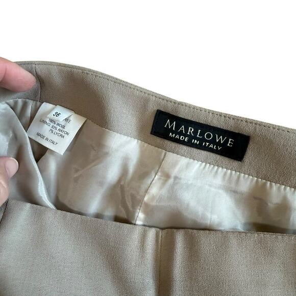 Marlowe Women's 100% Wool Pants Made In Italy Sz 6 Tan Quiet Luxury Minimalism - Picture 5 of 10